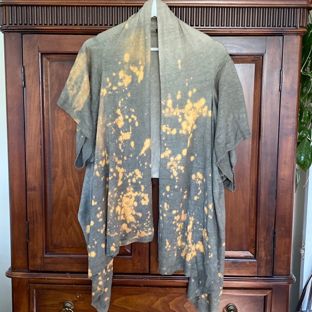 Ralph Lauren RLX 100% Linen knit shrug abstract print earthy colour olive orange